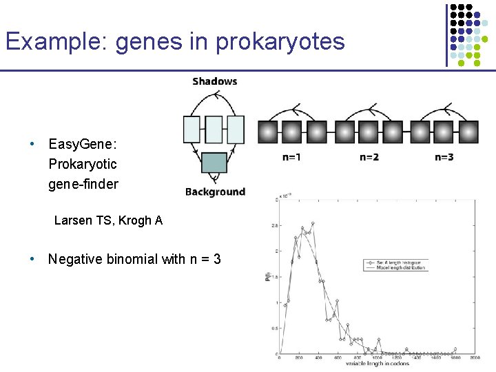 Example: genes in prokaryotes • Easy. Gene: Prokaryotic gene-finder Larsen TS, Krogh A •