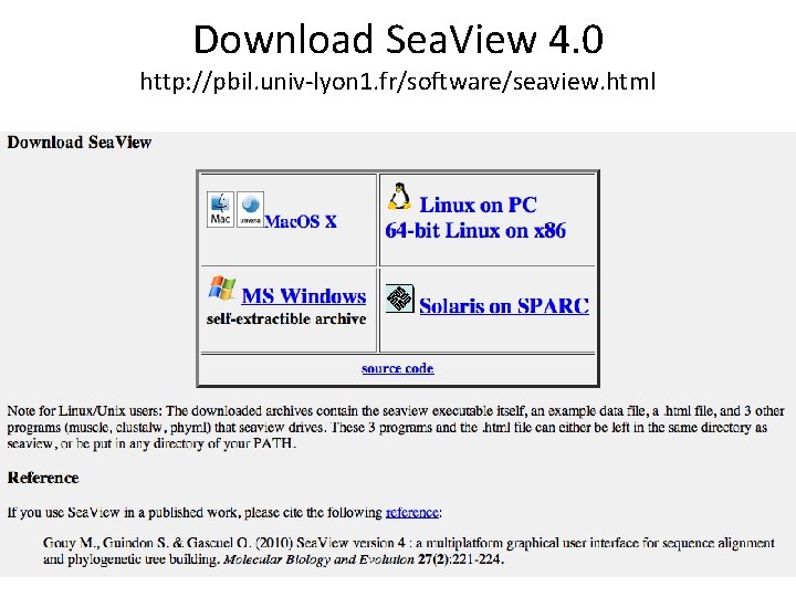 Download Sea. View 4. 0 http: //pbil. univ-lyon 1. fr/software/seaview. html 