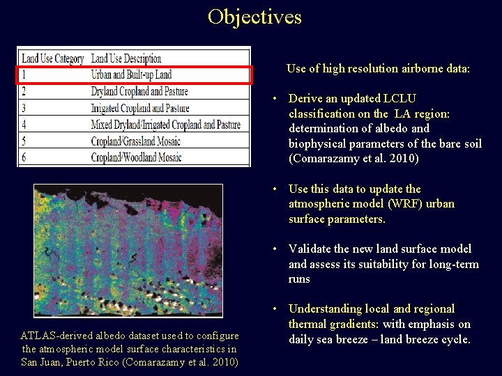 Objectives Use of high resolution airborne data: • Derive an updated LCLU classification on