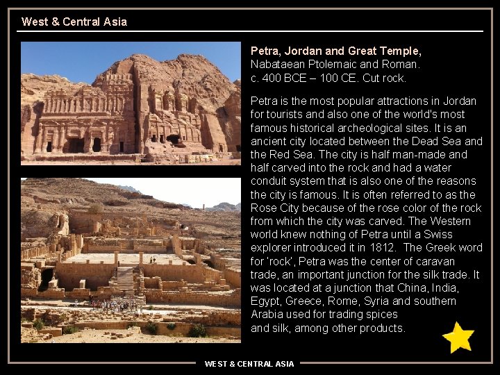 West & Central Asia Petra, Jordan and Great Temple, Nabataean Ptolemaic and Roman. c.