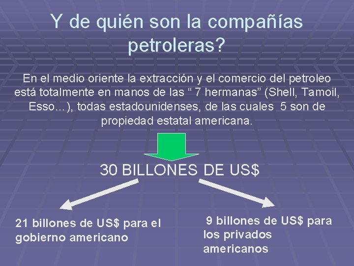 Y de quién son la compañías petroleras? En el medio oriente la extracción y