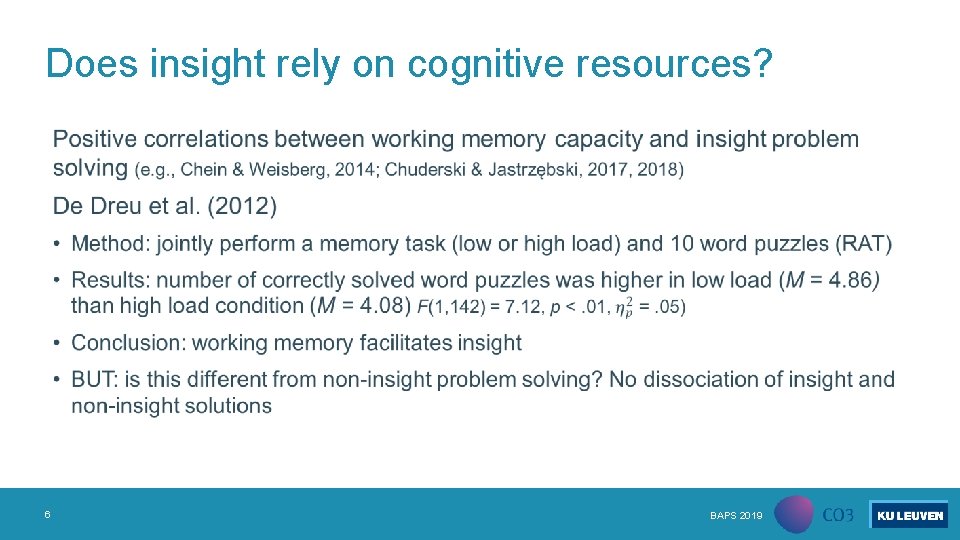 Does insight rely on cognitive resources? • 6 BAPS 2019 