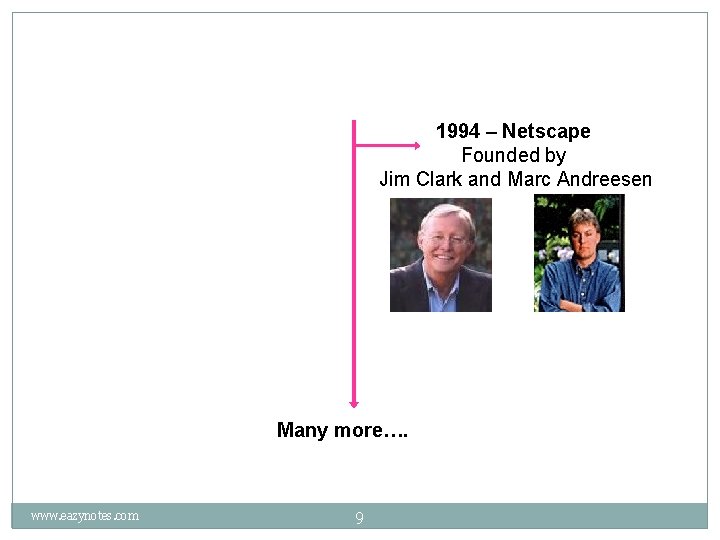 1994 – Netscape Founded by Jim Clark and Marc Andreesen Many more…. www. eazynotes.