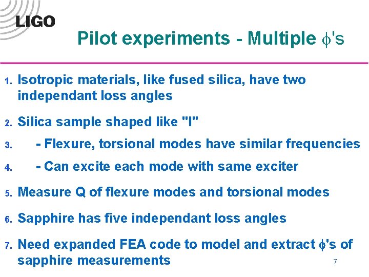 Pilot experiments - Multiple f's 1. Isotropic materials, like fused silica, have two independant