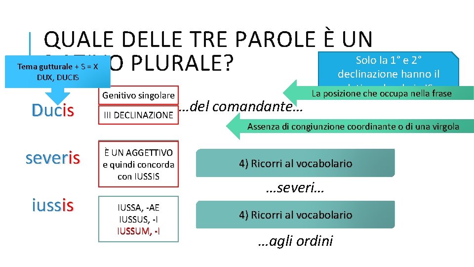 QUALE DELLE TRE PAROLE È UN Solo la 1° e 2° DATIVO PLURALE? declinazione