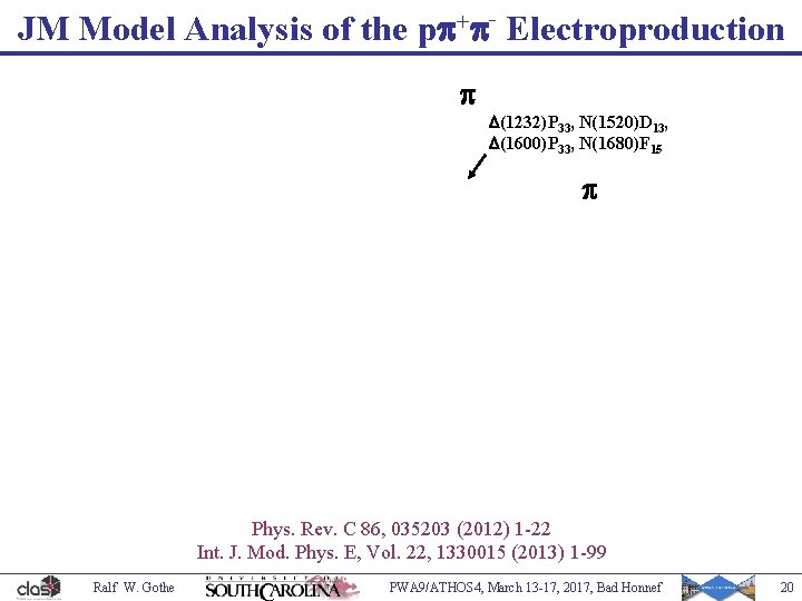 JM Model Analysis of the pp+p- Electroproduction p (1232)P 33, N(1520)D 13, (1600)P 33,