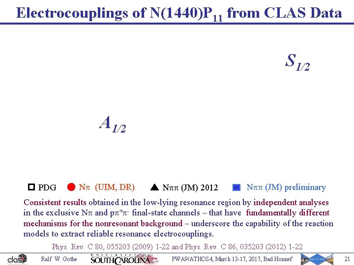 Electrocouplings of N(1440)P 11 from CLAS Data S 1/2 A 1/2 PDG Np (UIM,