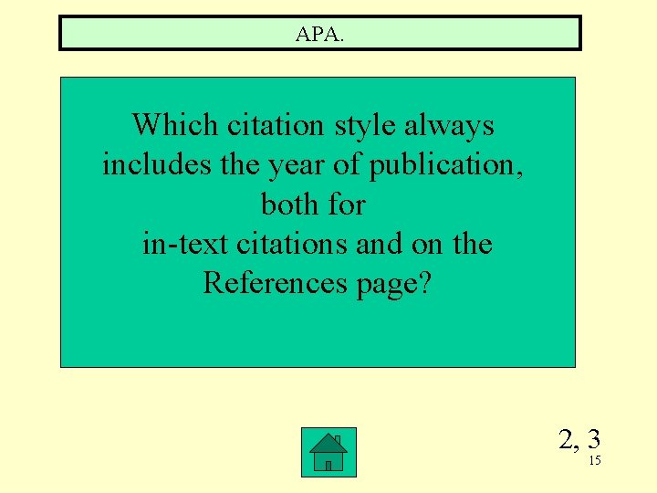 APA. Which citation style always includes the year of publication, both for in-text citations