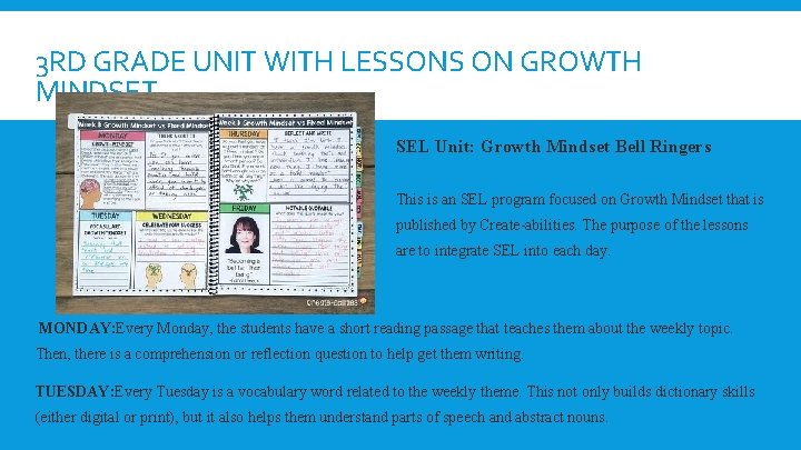 3 RD GRADE UNIT WITH LESSONS ON GROWTH MINDSET SEL Unit: Growth Mindset Bell