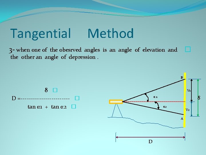 Tangential Method 3 - when one of � the obesrved angles is an angle