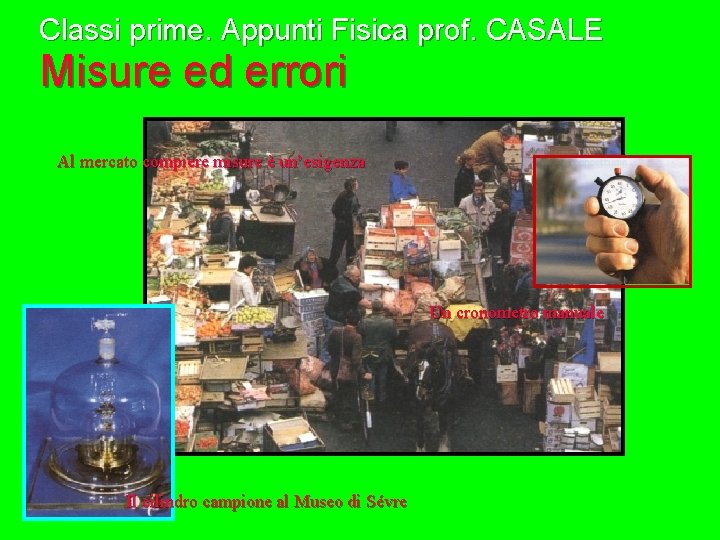 Classi prime. Appunti Fisica prof. CASALE Misure ed errori Al mercato compiere misure è