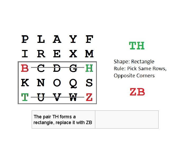 The pair TH forms a rectangle, replace it with ZB 