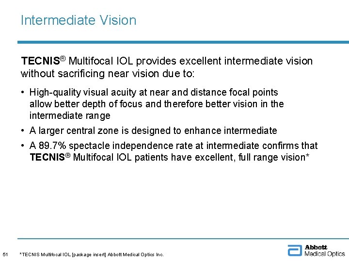 Intermediate Vision TECNIS® Multifocal IOL provides excellent intermediate vision without sacrificing near vision due