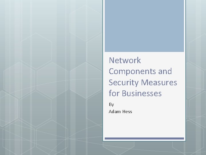 Network Components and Security Measures for Businesses By Adam Hess 