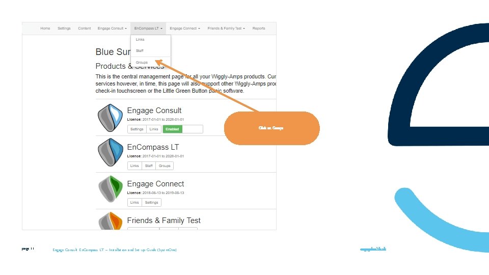 Click on Groups page 11 Engage Consult En. Compass LT – Installation and Set-up