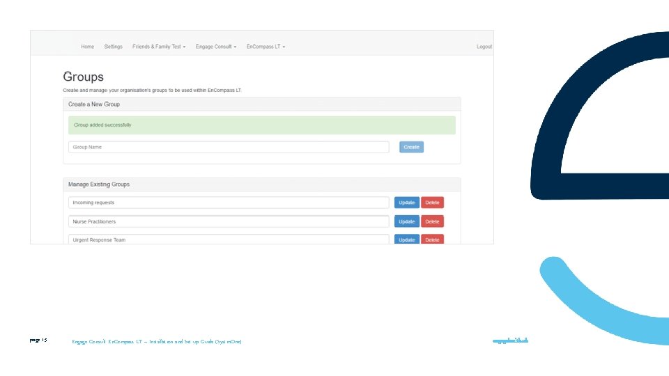 page 15 Engage Consult En. Compass LT – Installation and Set-up Guide (Systm. One)