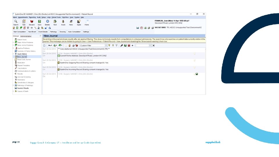 page 55 Engage Consult En. Compass LT – Installation and Set-up Guide (Systm. One)