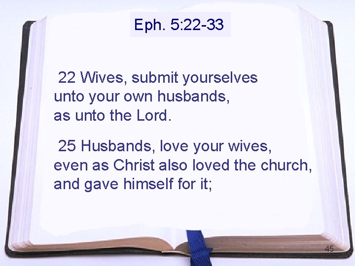 Eph. 5: 22 -33 22 Wives, submit yourselves unto your own husbands, as unto Eph. 5: 22 -33 22 Wives, submit yourselves unto your own husbands, as unto