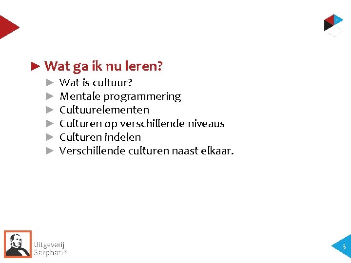 ► Wat ga ik nu leren? ► ► ► Wat is cultuur? Mentale programmering