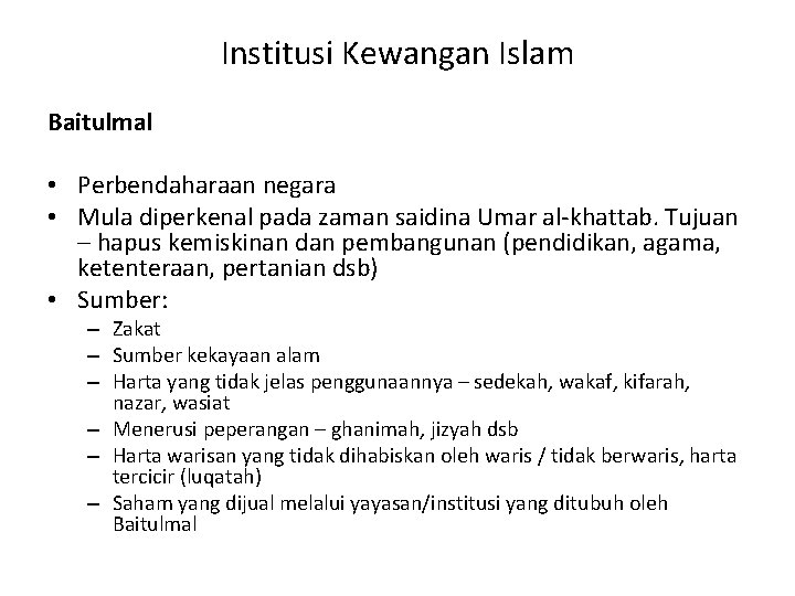 Bab 11 Ekonomi Islam Kandungan 1 Definisi 2