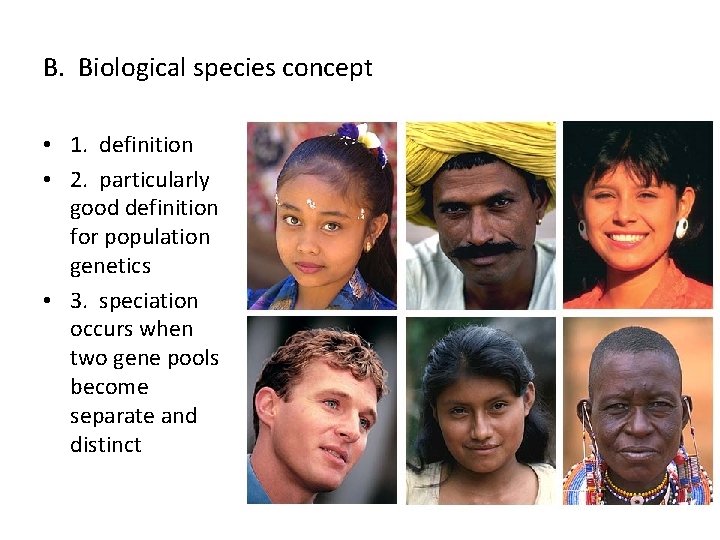 B. Biological species concept • 1. definition • 2. particularly good definition for population