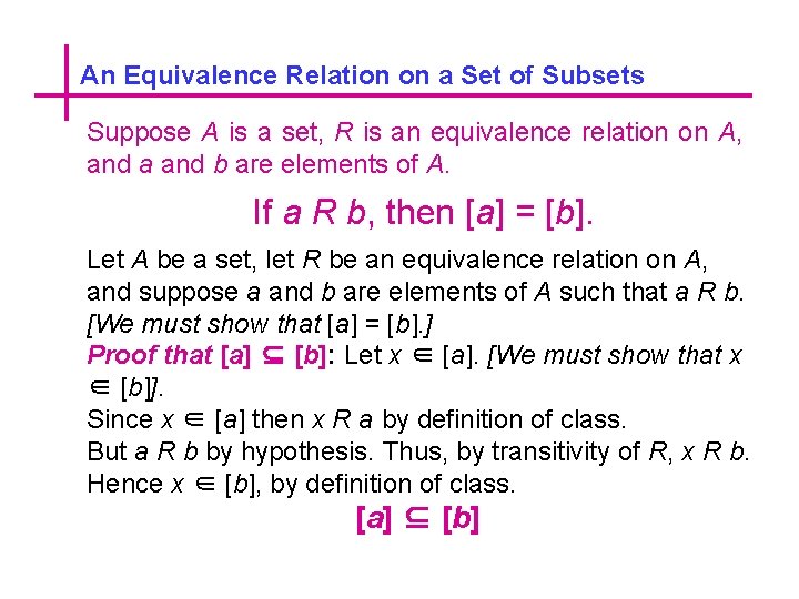 An Equivalence Relation on a Set of Subsets Suppose A is a set, R