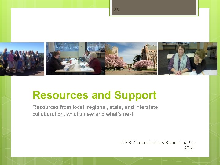 38 Resources and Support Resources from local, regional, state, and interstate collaboration: what’s new