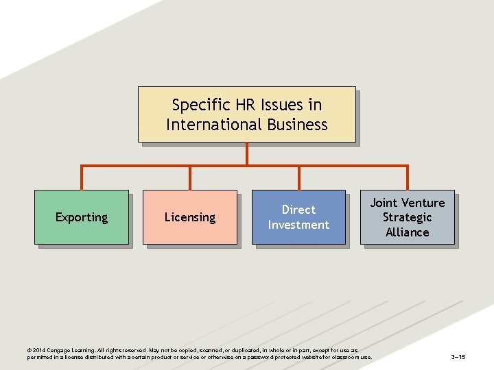 Specific HR Issues in International Business Exporting Licensing Direct Investment Joint Venture Strategic Alliance