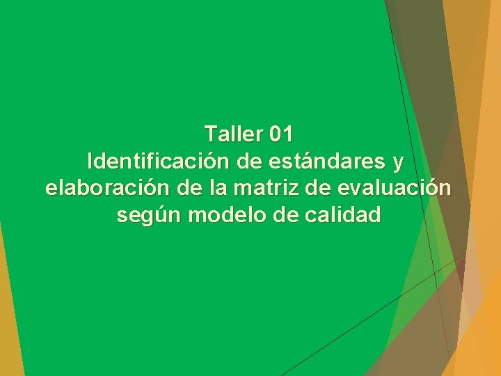 Taller 01 Identificación de estándares y elaboración de la matriz de evaluación según modelo