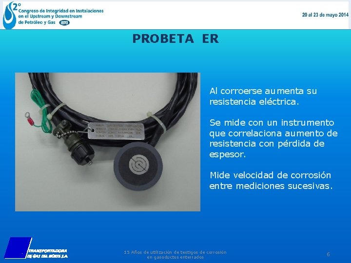 PROBETA ER Al corroerse aumenta su resistencia eléctrica. Se mide con un instrumento que