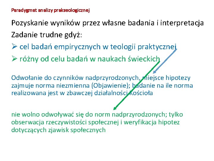 Paradygmat analizy prakseologicznej Pozyskanie wyników przez własne badania i interpretacja Zadanie trudne gdyż: cel