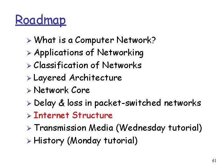 Roadmap Ø What is a Computer Network? Ø Applications of Networking Ø Classification of