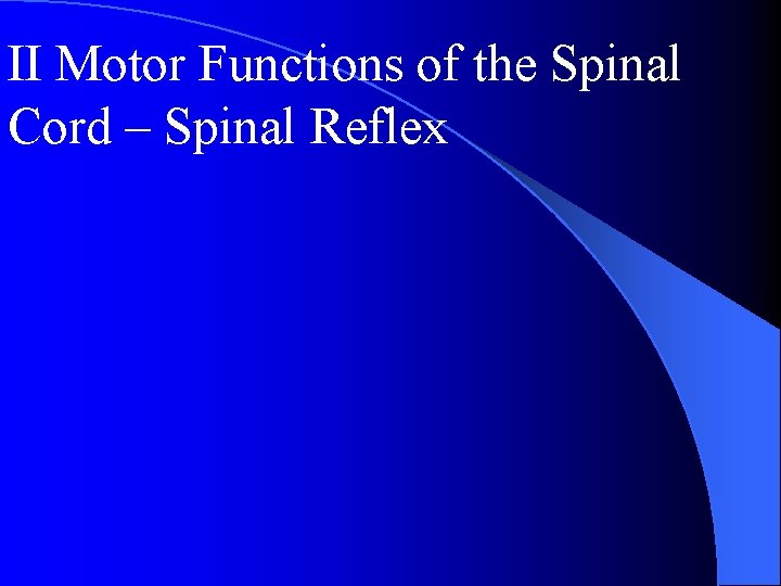 II Motor Functions of the Spinal Cord – Spinal Reflex 