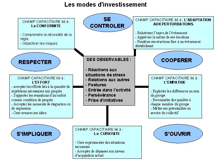 Les modes d’investissement CHAMP CAPACITAIRE lié à : La CONFORMITE SE CONTROLER - Relativiser