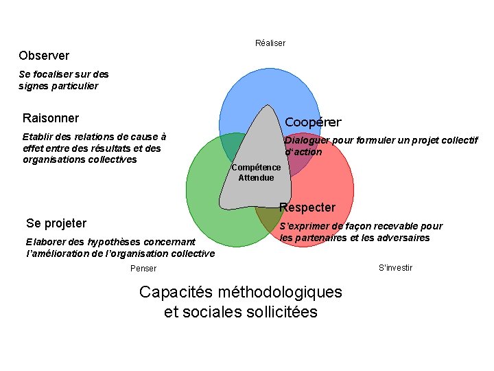 Réaliser Observer Se focaliser sur des signes particulier Raisonner Coopérer Etablir des relations de