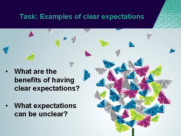 Task: Examples of clear expectations • What are the benefits of having clear expectations?