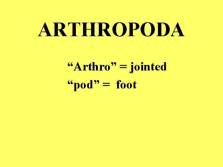 ARTHROPODA “Arthro” = jointed “pod” = foot 