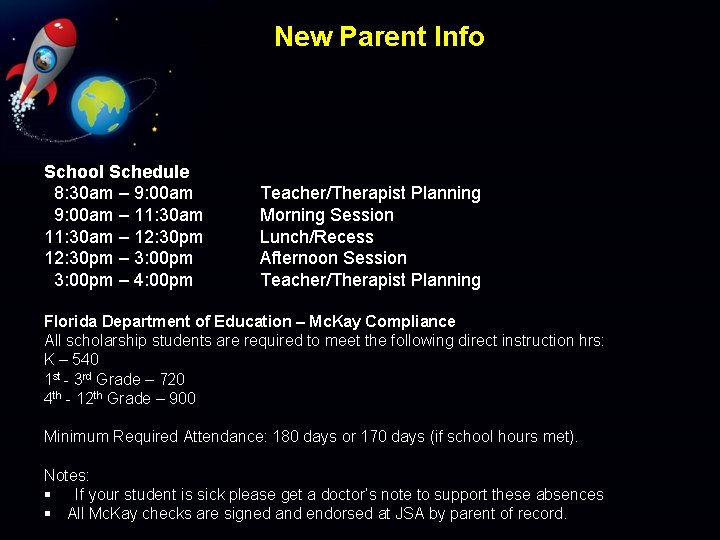 New Parent Info School Schedule 8: 30 am – 9: 00 am – 11: