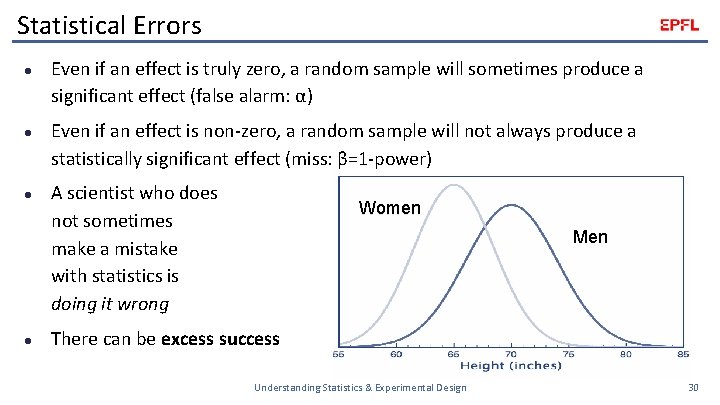 Statistical Errors l l Even if an effect is truly zero, a random sample