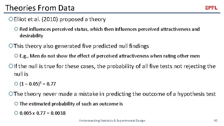 Theories From Data Elliot et al. (2010) proposed a theory Red influences perceived status,