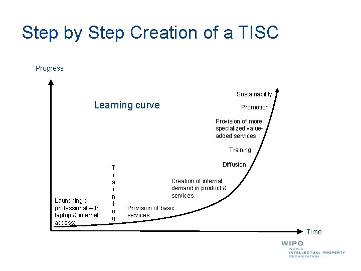 Step by Step Creation of a TISC Progress Sustainability Learning curve Promotion Provision of