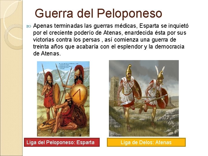 Guerra del Peloponeso Apenas terminadas las guerras médicas, Esparta se inquietó por el creciente Guerra del Peloponeso Apenas terminadas las guerras médicas, Esparta se inquietó por el creciente