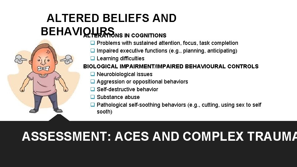 ALTERED BELIEFS AND BEHAVIOURS ALTERATIONS IN COGNITIONS q Problems with sustained attention, focus, task ALTERED BELIEFS AND BEHAVIOURS ALTERATIONS IN COGNITIONS q Problems with sustained attention, focus, task