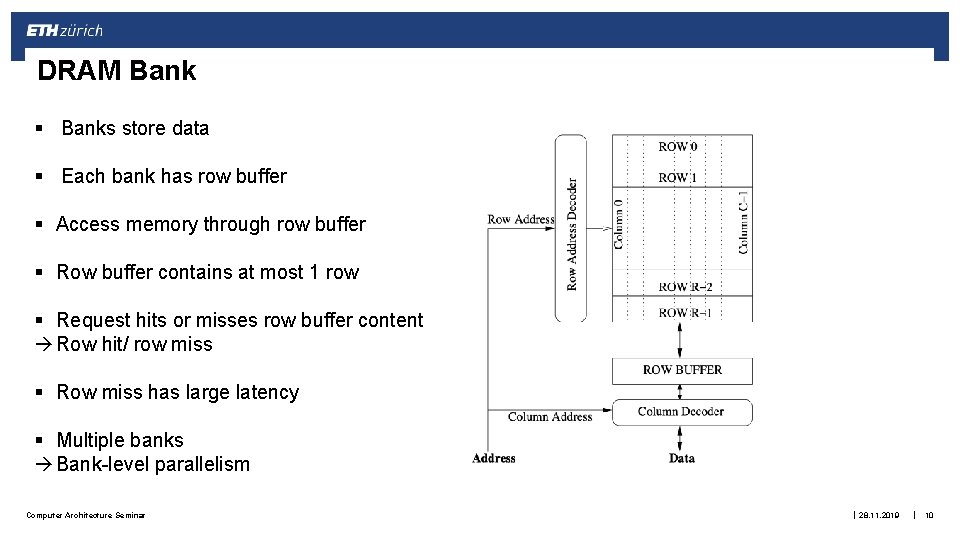DRAM Bank § Banks store data § Each bank has row buffer § Access DRAM Bank § Banks store data § Each bank has row buffer § Access