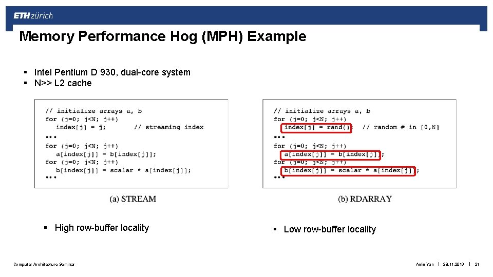 Memory Performance Hog (MPH) Example § Intel Pentium D 930, dual-core system § N>> Memory Performance Hog (MPH) Example § Intel Pentium D 930, dual-core system § N>>