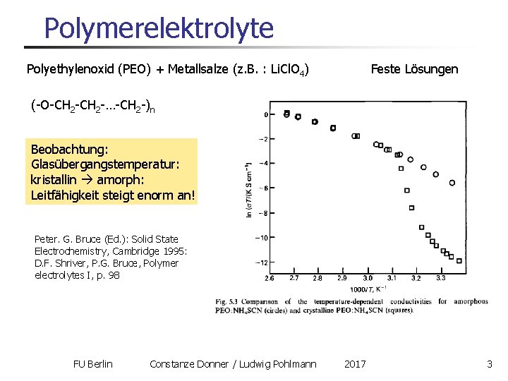 Polymerelektrolyte Polyethylenoxid (PEO) + Metallsalze (z. B. : Li. Cl. O 4) Feste Lösungen