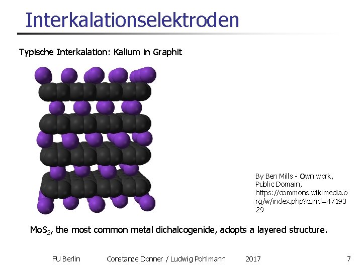 Interkalationselektroden Typische Interkalation: Kalium in Graphit By Ben Mills - Own work, Public Domain,