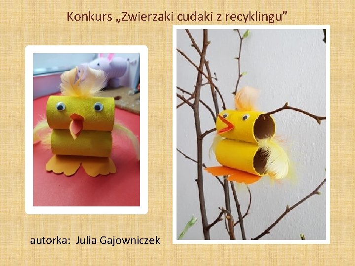 Konkurs „Zwierzaki cudaki z recyklingu” autorka: Julia Gajowniczek 