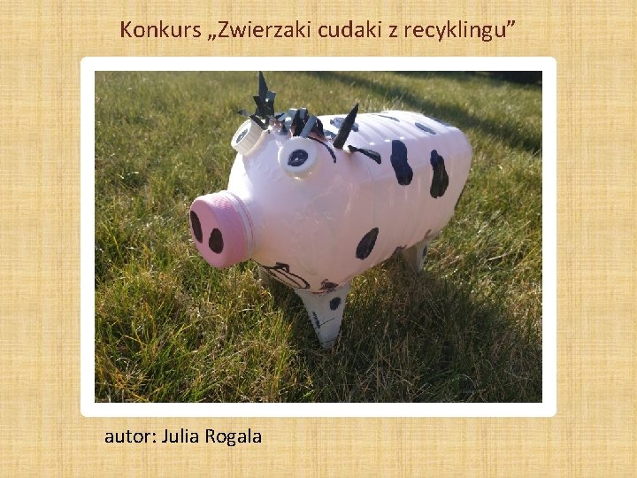 Konkurs „Zwierzaki cudaki z recyklingu” autor: Julia Rogala 