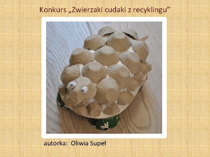 Konkurs „Zwierzaki cudaki z recyklingu” autorka: Oliwia Supeł 